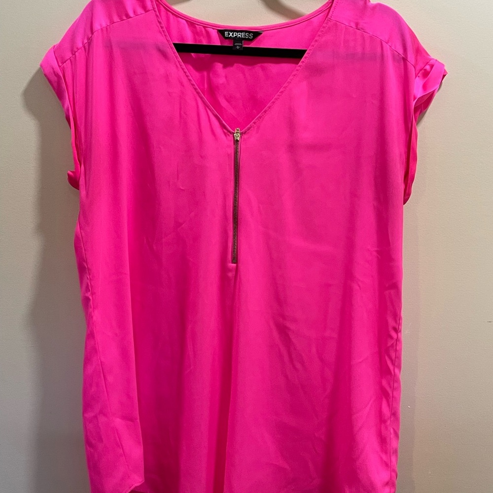 Express Women's Hot Pink Zip-Front Blouse
